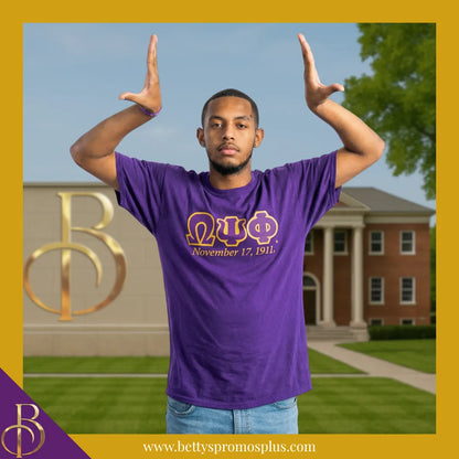 Omega Psi Phi ΩΨΦ Founding Date Screen Printed T-Shirt-Omega Psi Phi Paraphernalia-Omega Psi Phi T-Shirts-Betty's Promos Plus