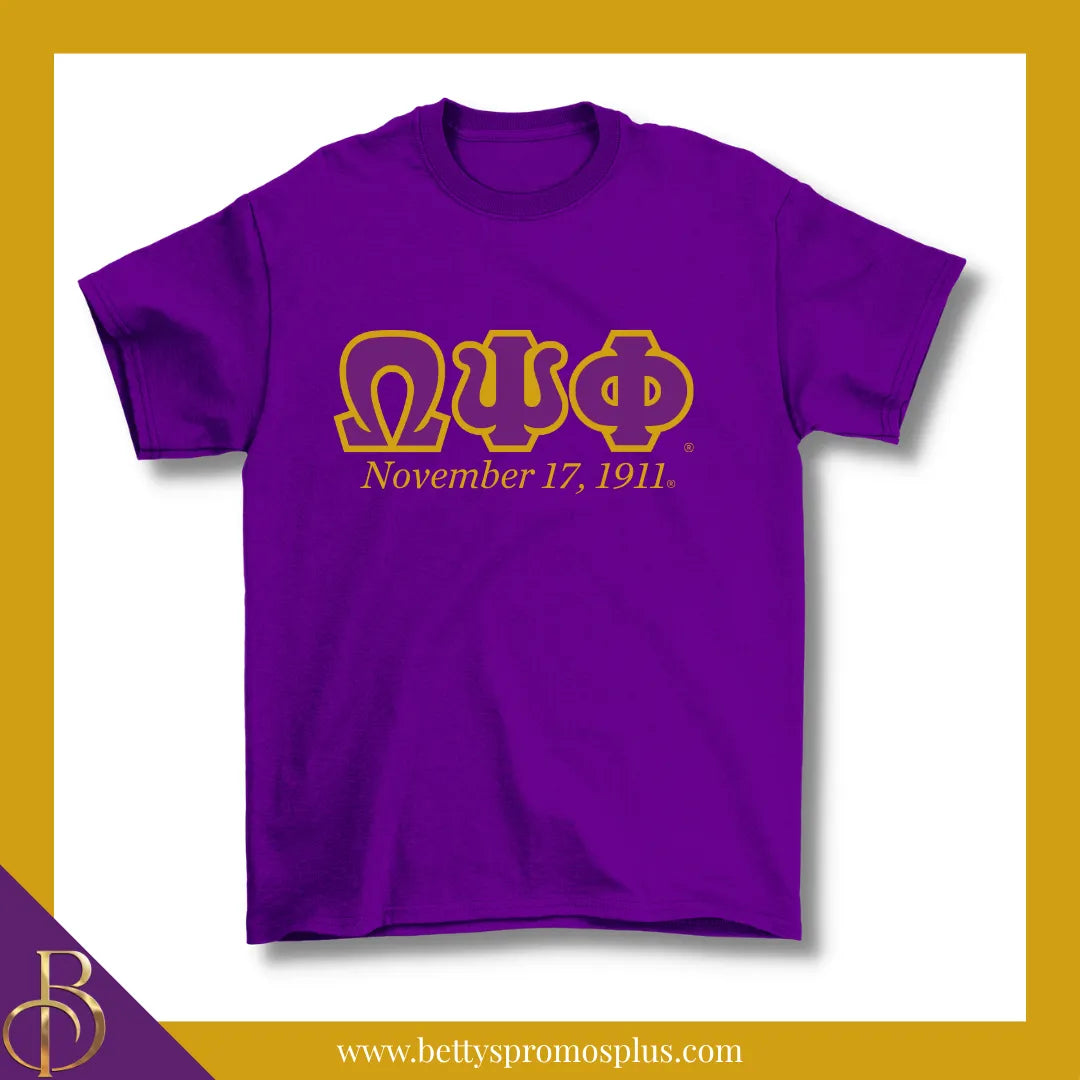 Omega Psi Phi ΩΨΦ Founding Date Screen Printed T-Shirt-Omega Psi Phi Paraphernalia-Omega Psi Phi T-Shirts-Betty's Promos Plus