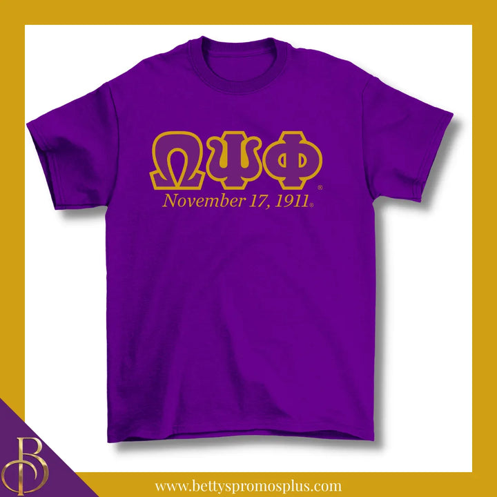 Omega Psi Phi ΩΨΦ Founding Date Screen Printed T-Shirt