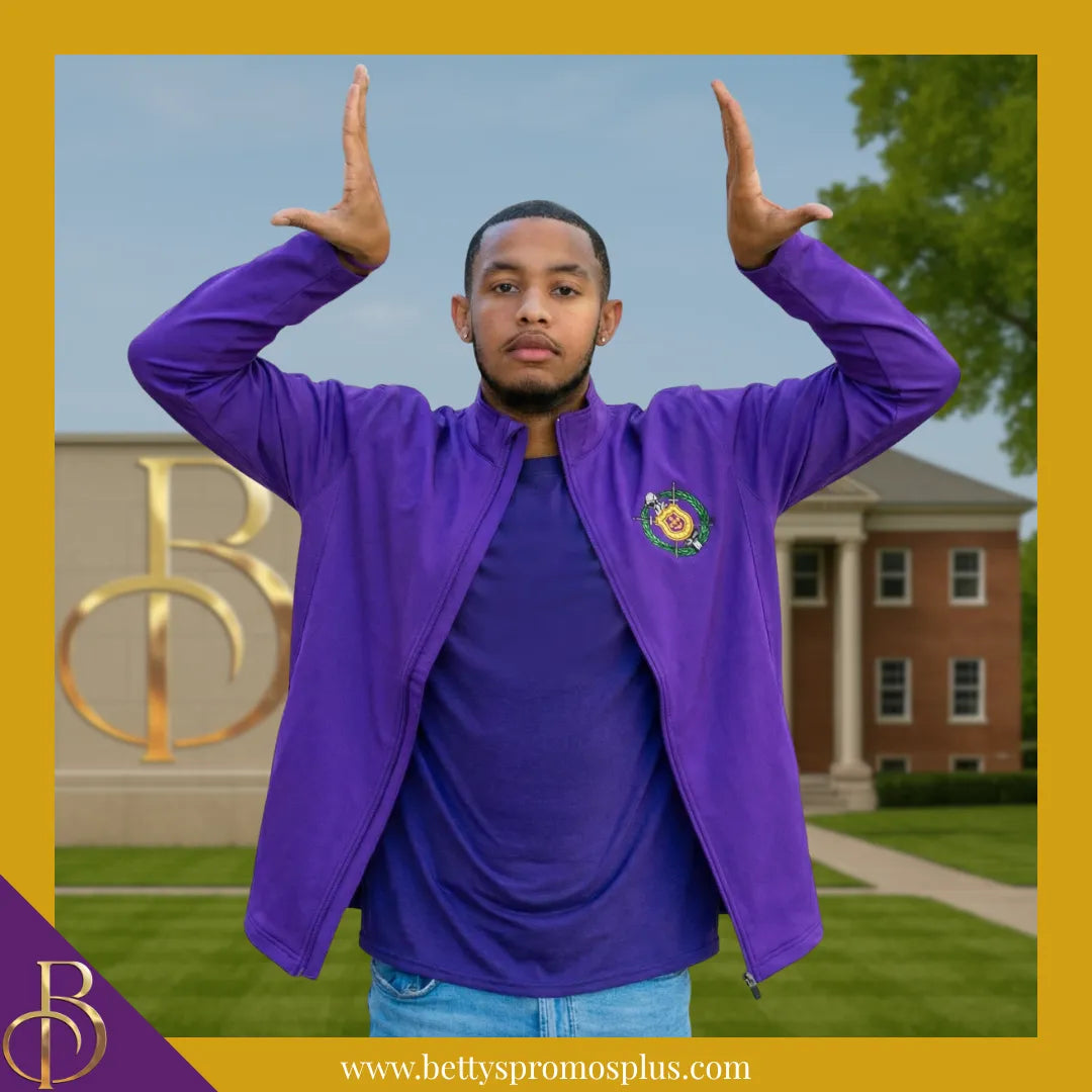 Omega Psi Phi ΩΨΦ Full-Zip Water Resistant Rain Jacket with Embroidered Shield-Omega Psi Phi Paraphernalia-Omega Psi Phi Rain Coats-Betty's Promos Plus