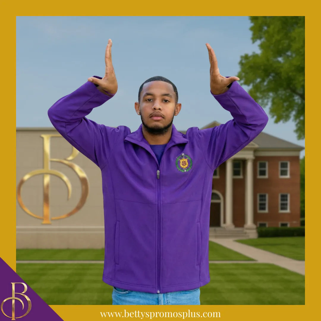 Omega Psi Phi ΩΨΦ Full-Zip Water Resistant Rain Jacket with Embroidered Shield-Omega Psi Phi Paraphernalia-Omega Psi Phi Rain Coats-Betty's Promos Plus