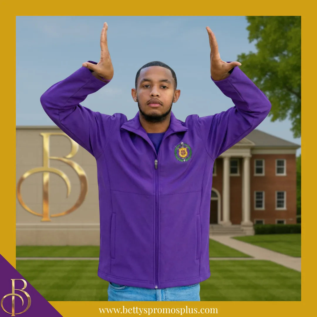 Omega Psi Phi ΩΨΦ Full-Zip Water Resistant Rain Jacket with Embroidered Shield-Omega Psi Phi Paraphernalia-Omega Psi Phi Rain Coats-Betty's Promos Plus
