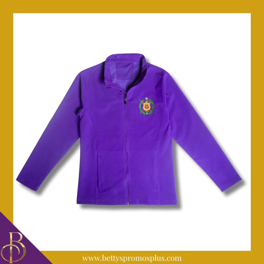 Omega Psi Phi ΩΨΦ Full-Zip Water Resistant Rain Jacket with Embroidered Shield-Omega Psi Phi Paraphernalia-Omega Psi Phi Rain Coats-Betty's Promos Plus