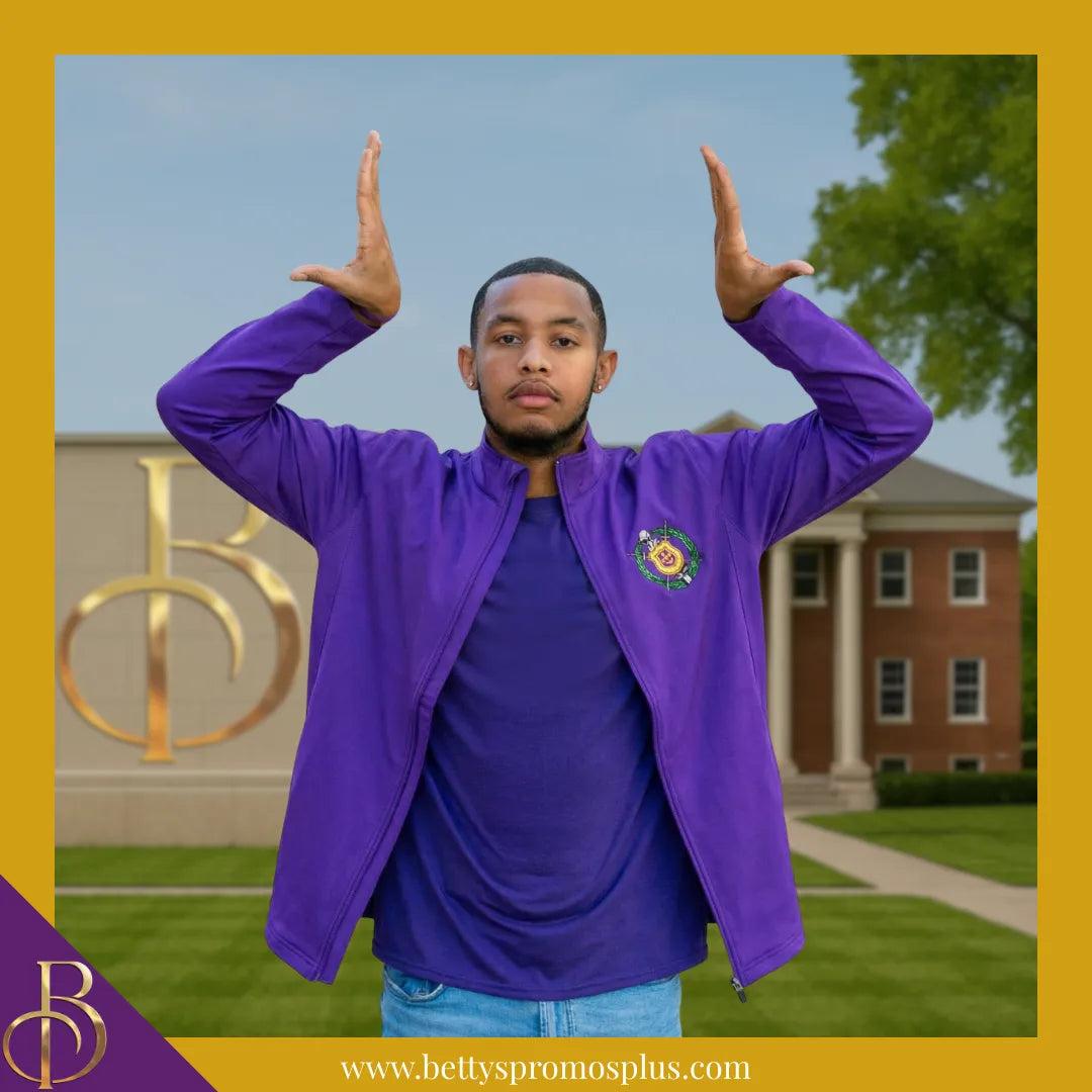 Omega Psi Phi ΩΨΦ Full-Zip Water Resistant Rain Jacket with Embroidered Shield-Omega Psi Phi Paraphernalia-Omega Psi Phi Rain Coats-Betty's Promos Plus