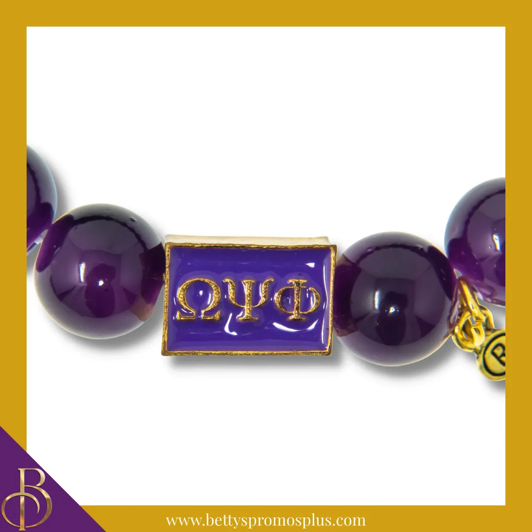 Omega Psi Phi ΩΨΦ Greek Letters Beaded Bracelet-Omega Psi Phi Paraphernalia-Omega Psi Phi Bracelet-Betty's Promos Plus