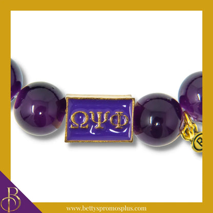 Omega Psi Phi ΩΨΦ Greek Letters Beaded Bracelet-Omega Psi Phi Paraphernalia-Omega Psi Phi Bracelet-Betty's Promos Plus