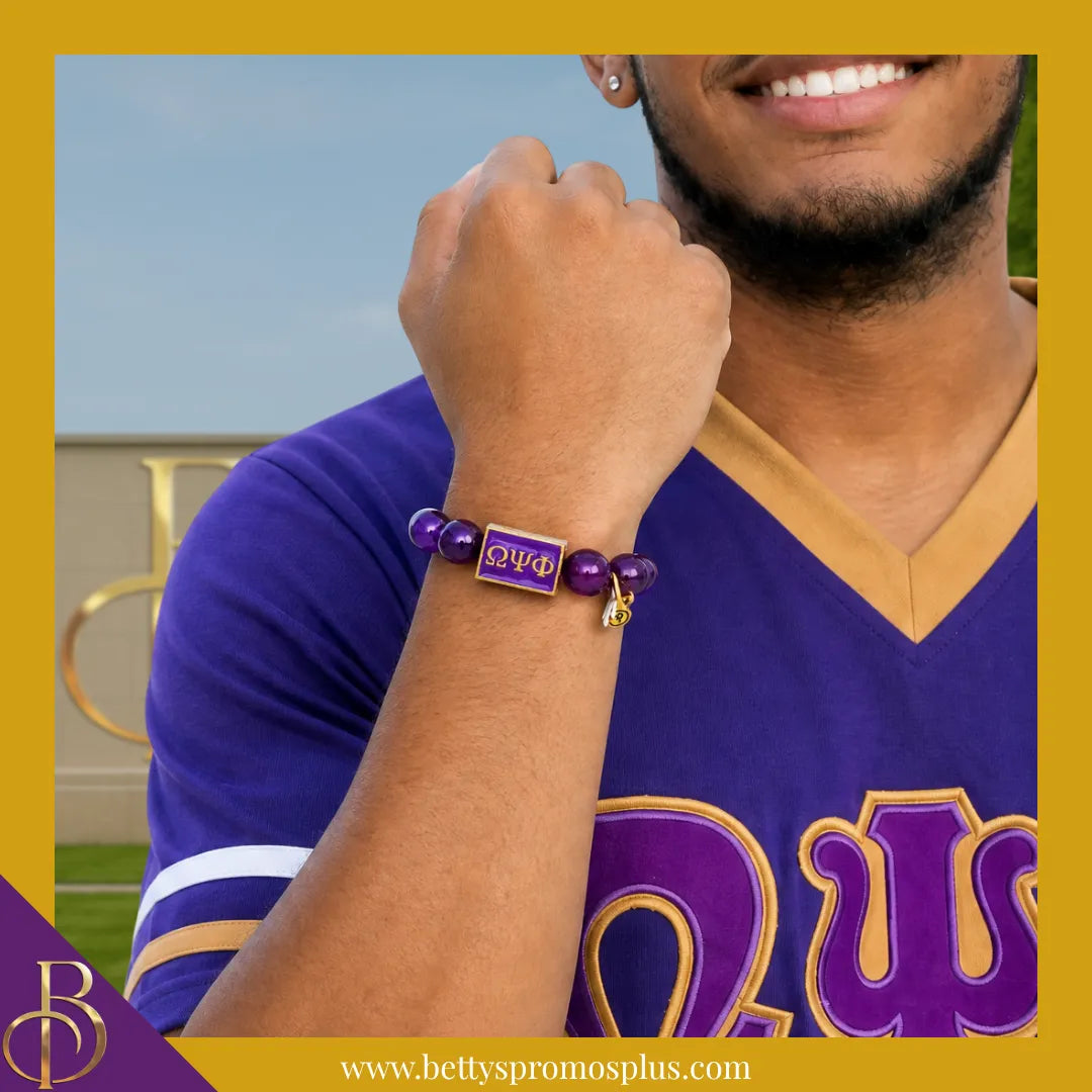 Omega Psi Phi ΩΨΦ Greek Letters Beaded Bracelet-Omega Psi Phi Paraphernalia-Omega Psi Phi Bracelet-Betty's Promos Plus