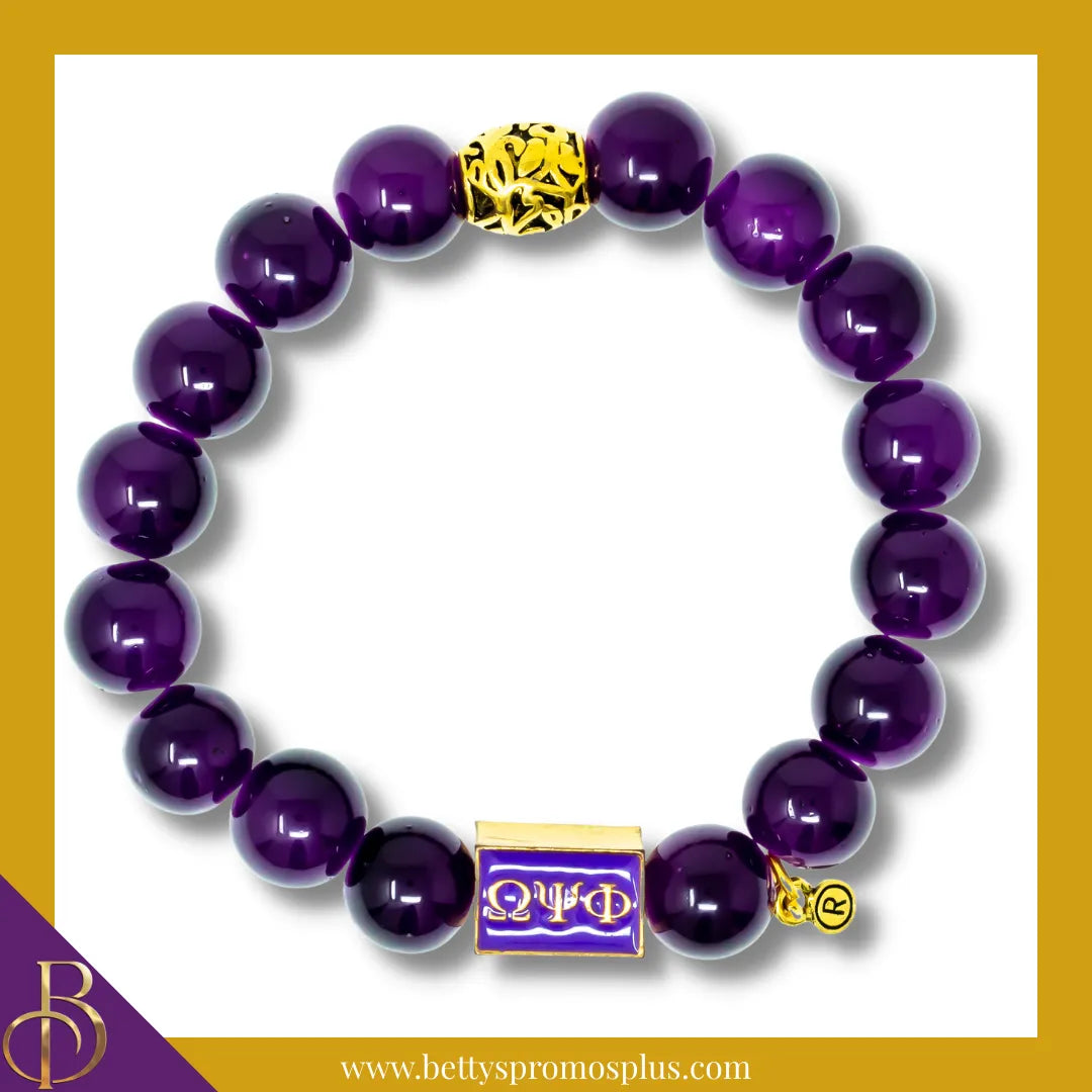 Omega Psi Phi ΩΨΦ Greek Letters Beaded Bracelet-Omega Psi Phi Paraphernalia-Omega Psi Phi Bracelet-Betty's Promos Plus