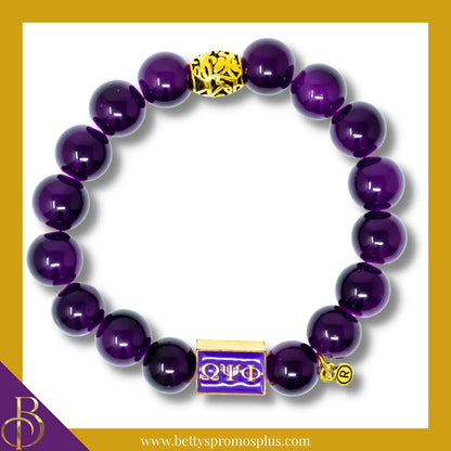 Omega Psi Phi ΩΨΦ Greek Letters Beaded Bracelet-Purple-Omega Psi Phi Paraphernalia-Omega Psi Phi Bracelet-Betty's Promos Plus