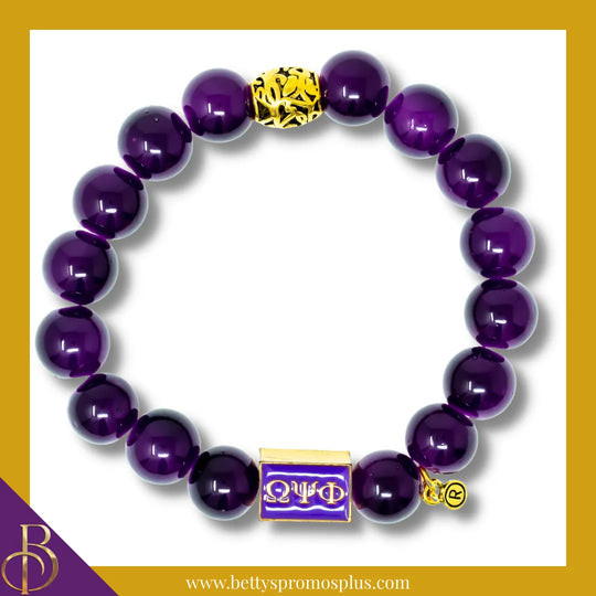 Omega Psi Phi ΩΨΦ Greek Letters Beaded Bracelet-Purple-Omega Psi Phi Paraphernalia-Omega Psi Phi Bracelet-Betty's Promos Plus