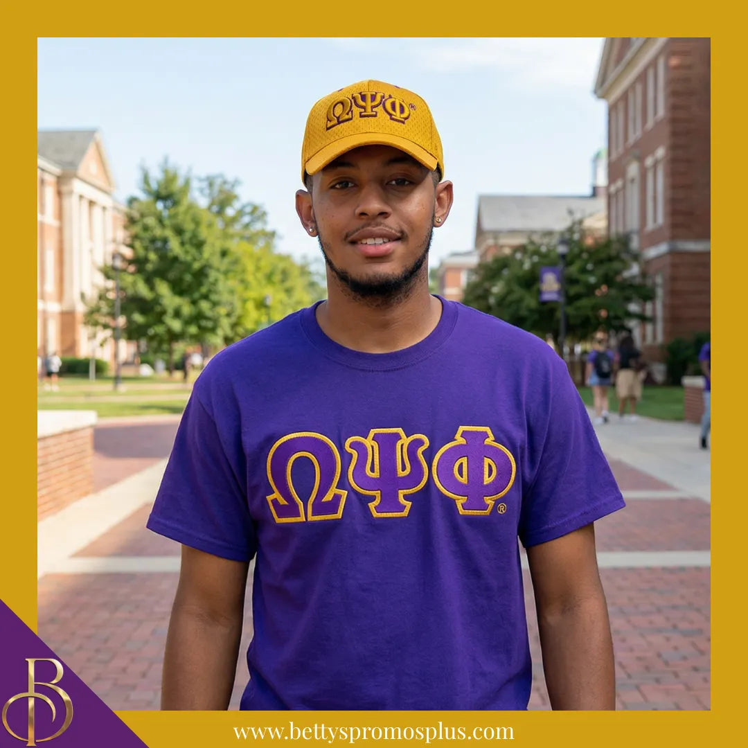 Omega Psi Phi ΩΨΦ Greek Letters Mesh Flex Fit Embroidered Hat-Omega Psi Phi Paraphernalia-Omega Psi Phi Hats-Betty's Promos Plus