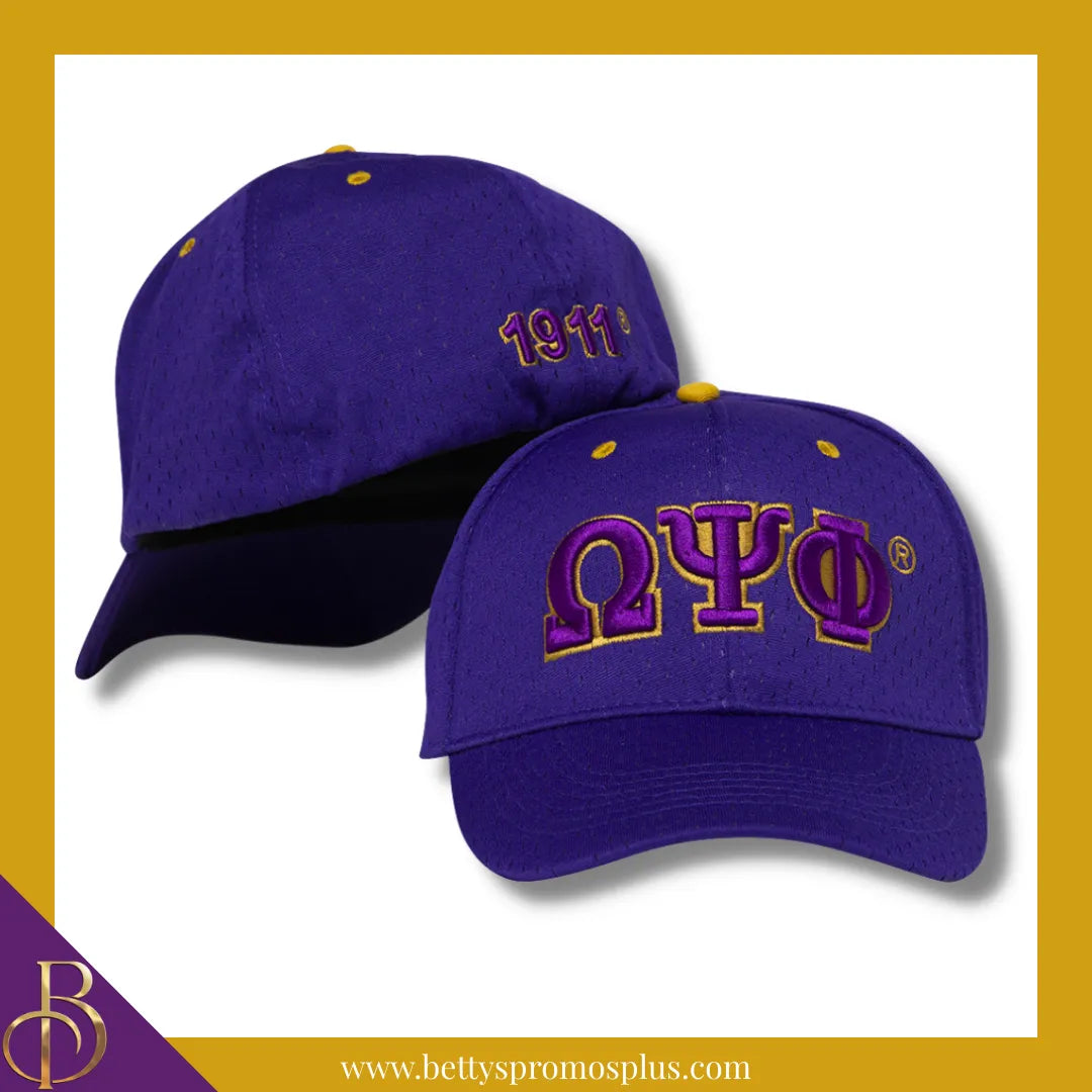 Omega Psi Phi ΩΨΦ Greek Letters Mesh Flex Fit Embroidered Hat-Purple-Omega Psi Phi Paraphernalia-Omega Psi Phi Hats-Betty's Promos Plus