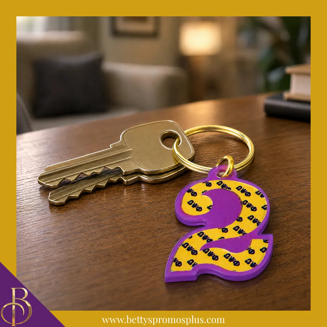 Omega Psi Phi ΩΨΦ Line Number Mirrored Acrylic Keychain Available 1-25-Omega Psi Phi Paraphernalia-Omega Psi Phi Keychain-Betty's Promos Plus