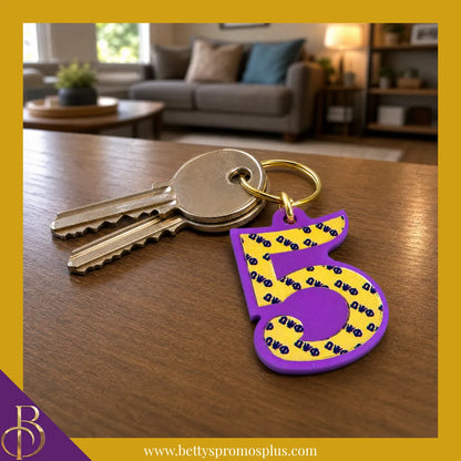 Omega Psi Phi ΩΨΦ Line Number Mirrored Acrylic Keychain Available 1-25-Omega Psi Phi Paraphernalia-Omega Psi Phi Keychain-Betty's Promos Plus