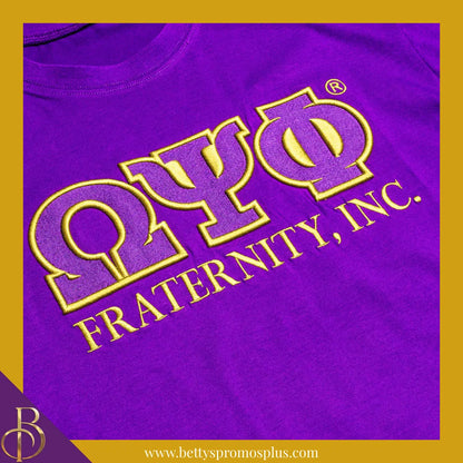 Omega Psi Phi ΩΨΦ Luxury Embroidered T-Shirt with 1911 Sleeve-Omega Psi Phi Paraphernalia-Omega Psi Phi T-Shirts-Betty's Promos Plus