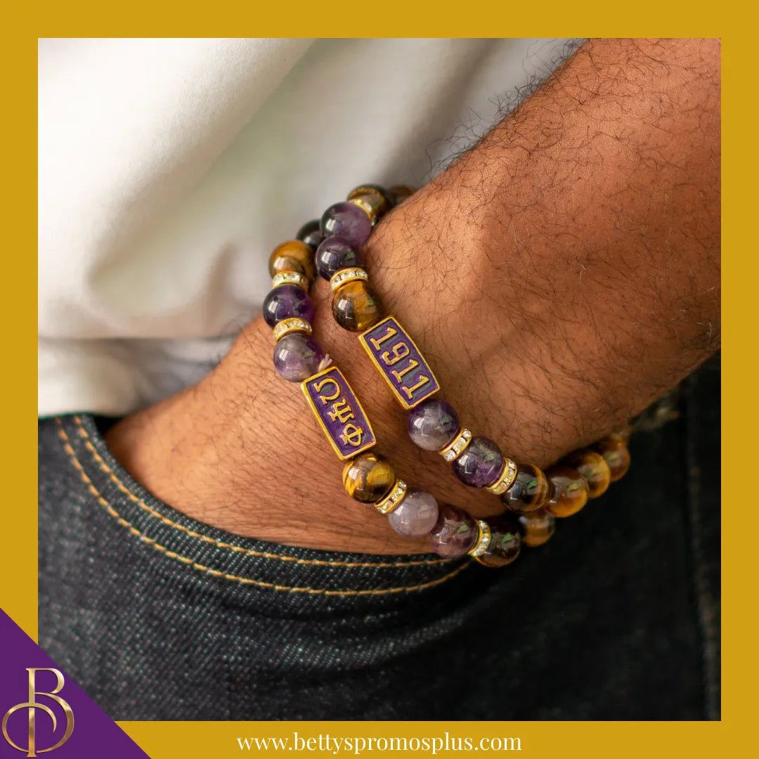 Omega Psi Phi ΩΨΦ Marbled Beaded Bracelet-Omega Psi Phi Paraphernalia-Omega Psi Phi Bracelet-Betty's Promos Plus