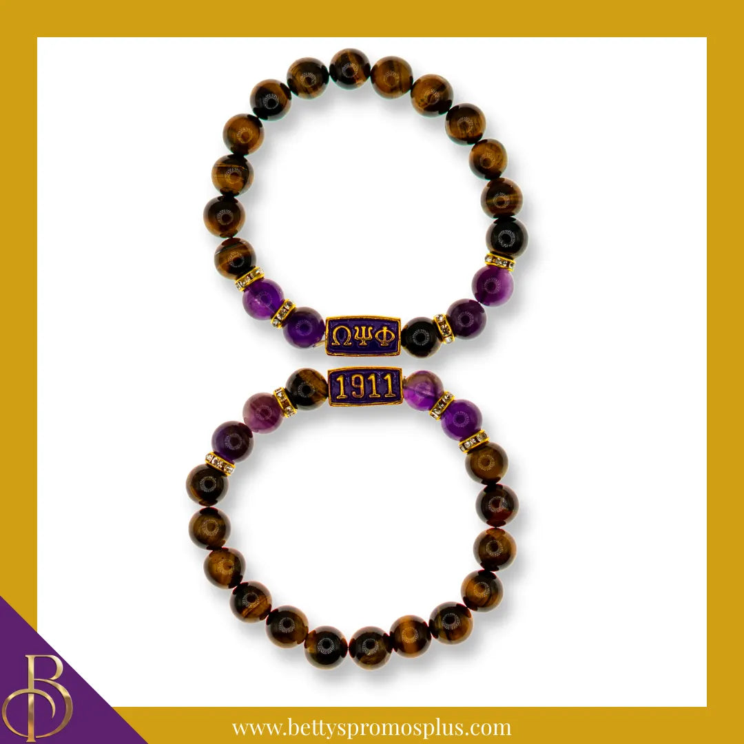 Omega Psi Phi ΩΨΦ Marbled Beaded Bracelet-Omega Psi Phi Paraphernalia-Omega Psi Phi Bracelet-Betty's Promos Plus