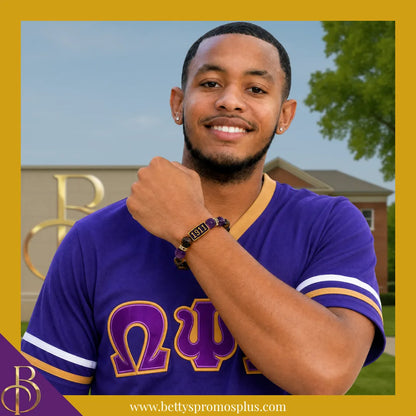 Omega Psi Phi ΩΨΦ Marbled Beaded Bracelet-Omega Psi Phi Paraphernalia-Omega Psi Phi Bracelet-Betty's Promos Plus