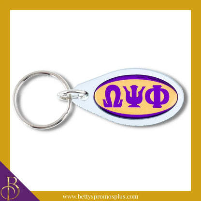 Omega Psi Phi ΩΨΦ Oval Acrylic Keychain-Silver-Omega Psi Phi Paraphernalia-Omega Psi Phi Keychain-Betty's Promos Plus
