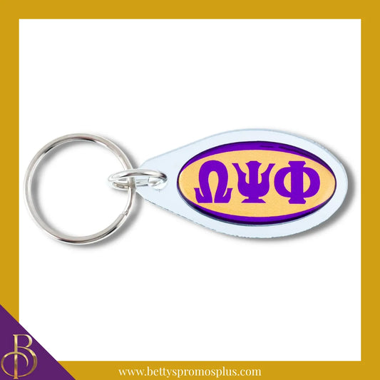 Omega Psi Phi ΩΨΦ Oval Acrylic Keychain-Silver-Omega Psi Phi Paraphernalia-Omega Psi Phi Keychain-Betty's Promos Plus
