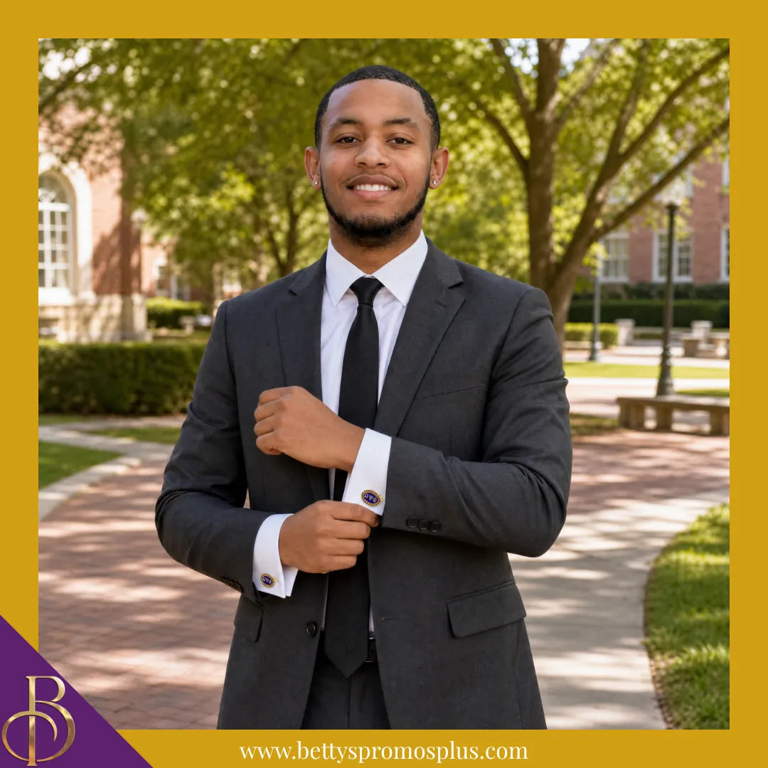 Omega Psi Phi ΩΨΦ Oval Stone Cufflinks-Omega Psi Phi Paraphernalia-Omega Psi Phi Cuff Links-Betty's Promos Plus