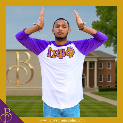 Omega Psi Phi ΩΨΦ Raglan Sleeve Screen Printed T-Shirt-Omega Psi Phi Paraphernalia-Omega Psi Phi T-Shirts-Betty's Promos Plus