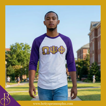 Omega Psi Phi ΩΨΦ Raglan Sleeve Screen Printed T-Shirt-Omega Psi Phi Paraphernalia-Omega Psi Phi T-Shirts-Betty's Promos Plus