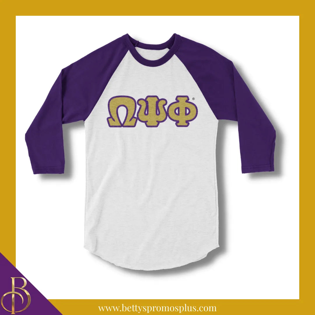 Omega Psi Phi ΩΨΦ Raglan Sleeve Screen Printed T-Shirt-Omega Psi Phi Paraphernalia-Omega Psi Phi T-Shirts-Betty's Promos Plus
