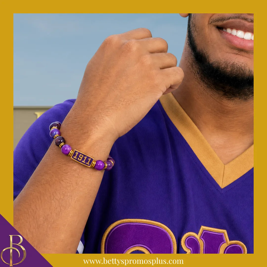 Omega Psi Phi ΩΨΦ Royalty Beaded Bracelet-Omega Psi Phi Paraphernalia-Omega Psi Phi Bracelet-Betty's Promos Plus