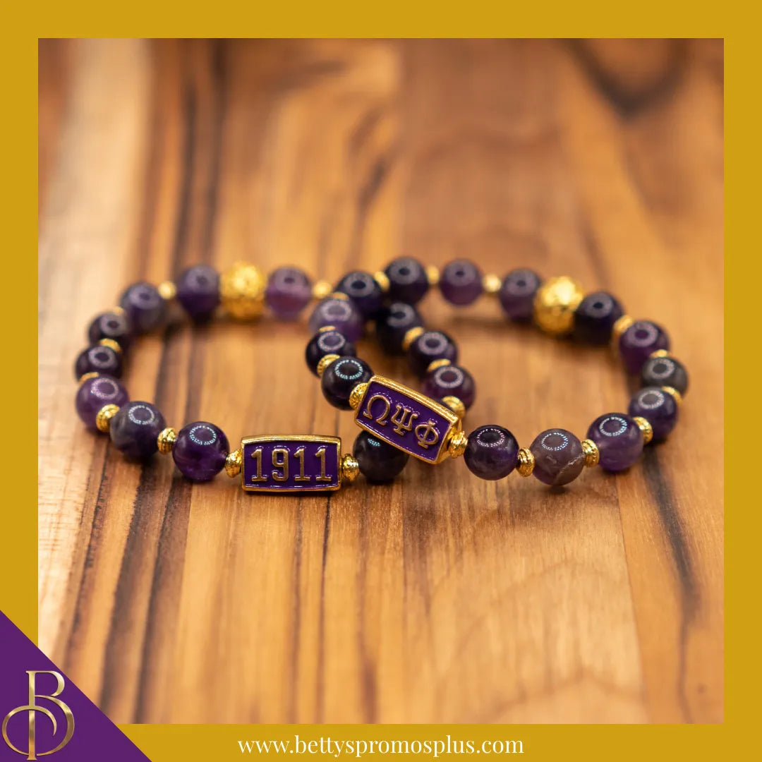 Omega Psi Phi ΩΨΦ Royalty Beaded Bracelet-Omega Psi Phi Paraphernalia-Omega Psi Phi Bracelet-Betty's Promos Plus