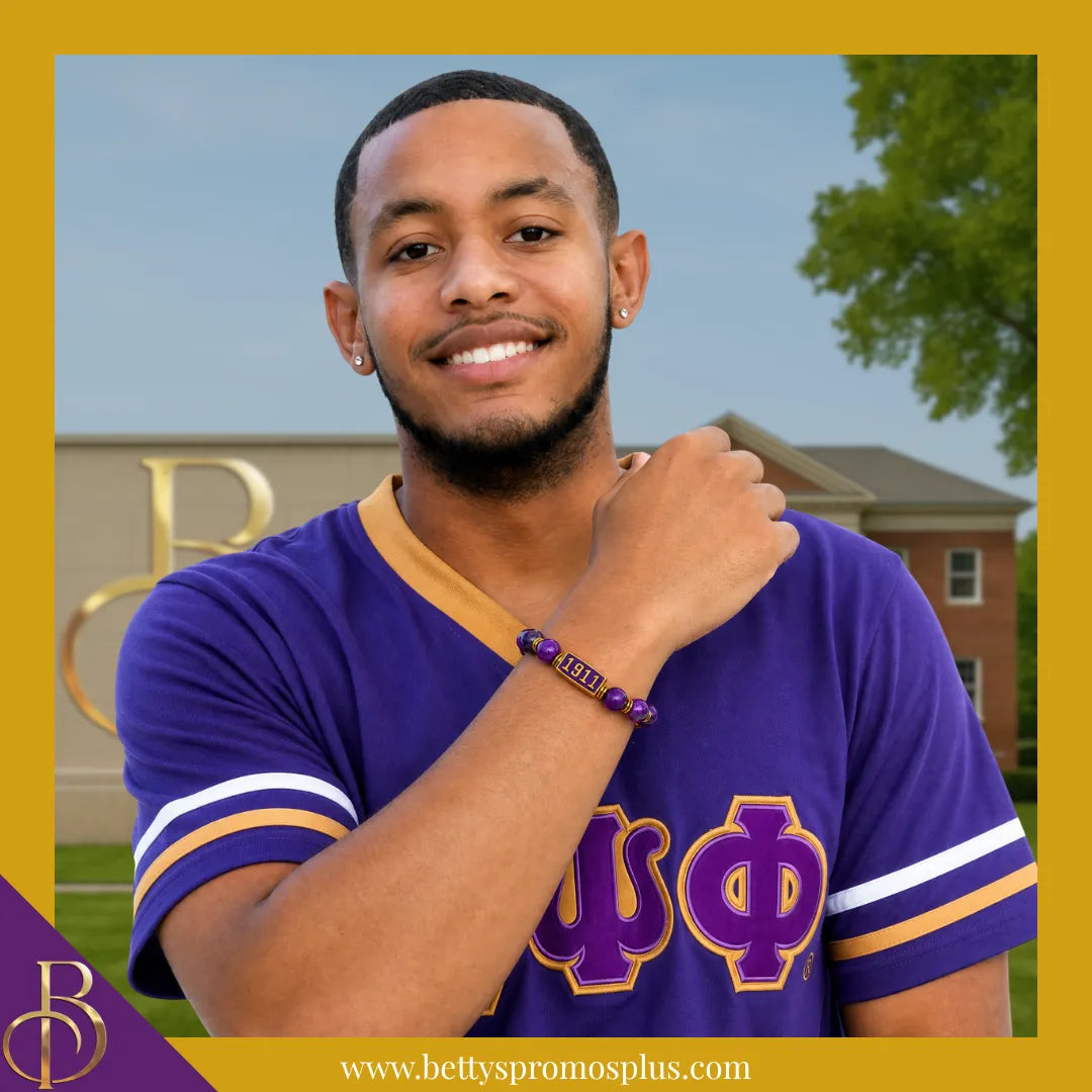 Omega Psi Phi ΩΨΦ Royalty Beaded Bracelet-Omega Psi Phi Paraphernalia-Omega Psi Phi Bracelet-Betty's Promos Plus
