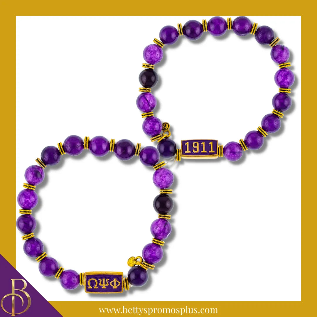 Omega Psi Phi ΩΨΦ Royalty Beaded Bracelet-Omega Psi Phi Paraphernalia-Omega Psi Phi Bracelet-Betty's Promos Plus