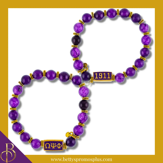 Omega Psi Phi ΩΨΦ Royalty Beaded Bracelet-Omega Psi Phi Paraphernalia-Omega Psi Phi Bracelet-Betty's Promos Plus