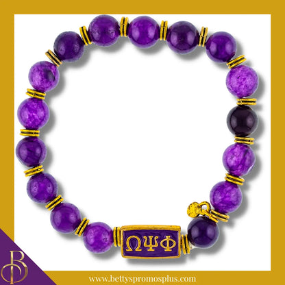 Omega Psi Phi ΩΨΦ Royalty Beaded Bracelet-Purple-Omega Psi Phi Paraphernalia-Omega Psi Phi Bracelet-Betty's Promos Plus