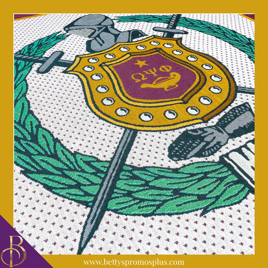 Omega Psi Phi ΩΨΦ Shield Afghan Throw Blanket-Omega Psi Phi Paraphernalia-Omega Psi Phi Blanket-Betty's Promos Plus