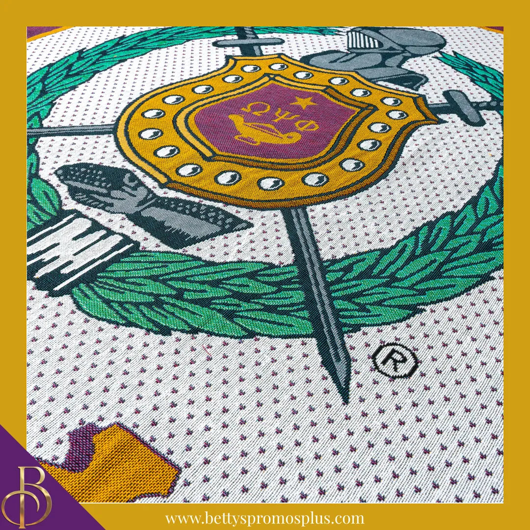 Omega Psi Phi ΩΨΦ Shield Afghan Throw Blanket-Omega Psi Phi Paraphernalia-Omega Psi Phi Blanket-Betty's Promos Plus