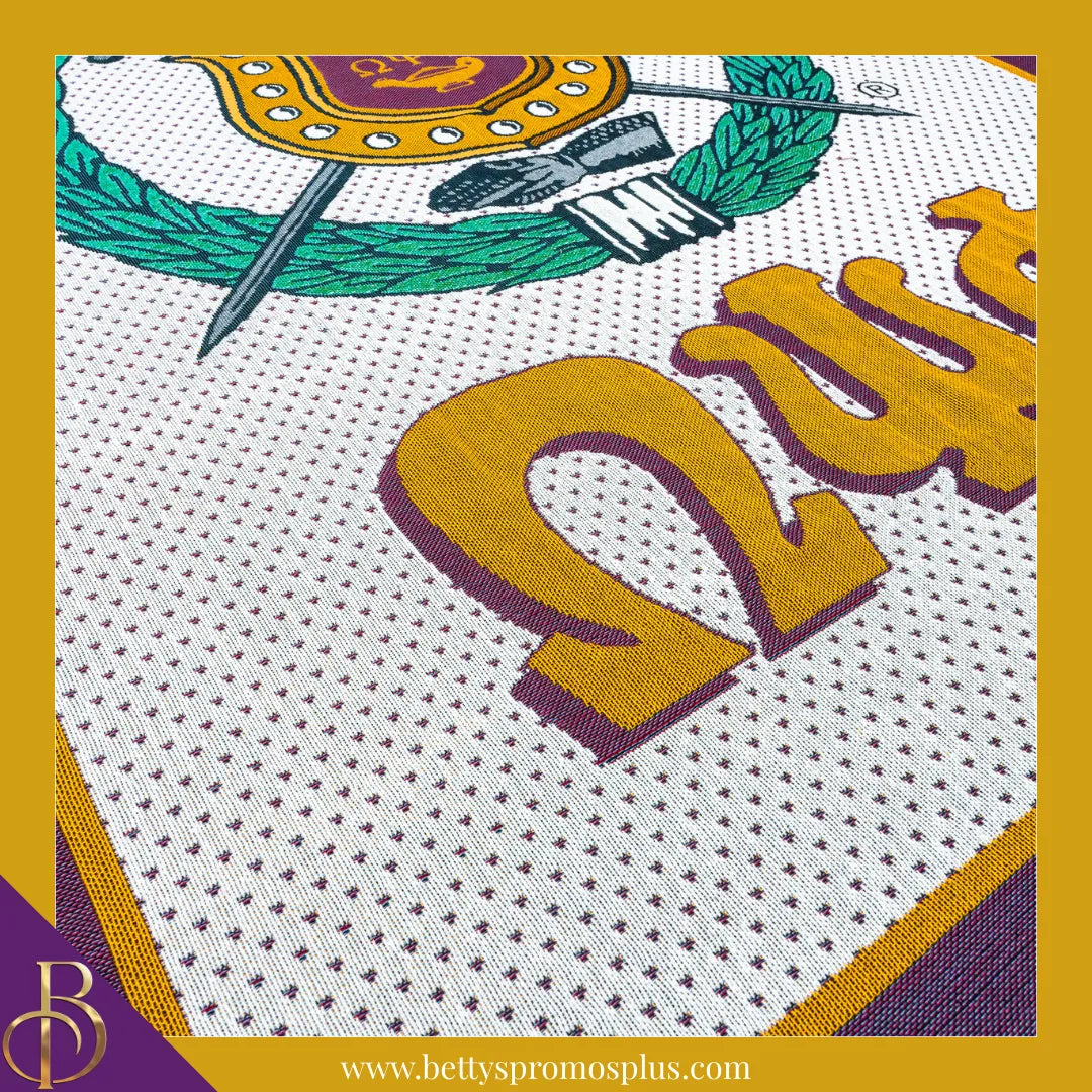 Omega Psi Phi ΩΨΦ Shield Afghan Throw Blanket-Omega Psi Phi Paraphernalia-Omega Psi Phi Blanket-Betty's Promos Plus