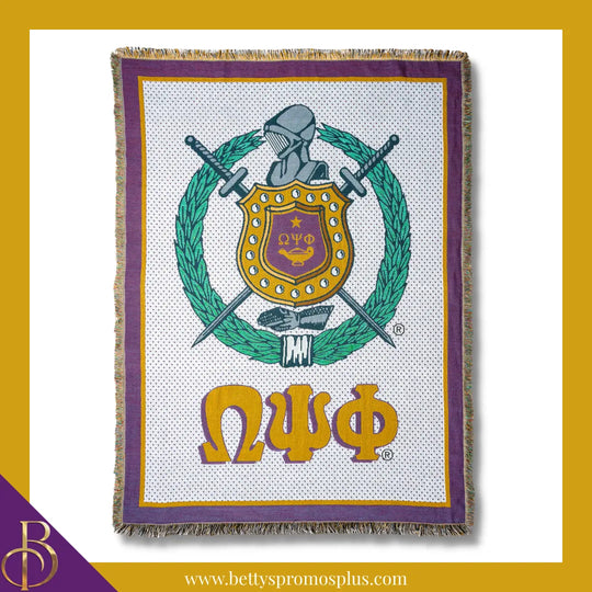 Omega Psi Phi ΩΨΦ Shield Afghan Throw Blanket-Omega Psi Phi Paraphernalia-Omega Psi Phi Blanket-Betty's Promos Plus