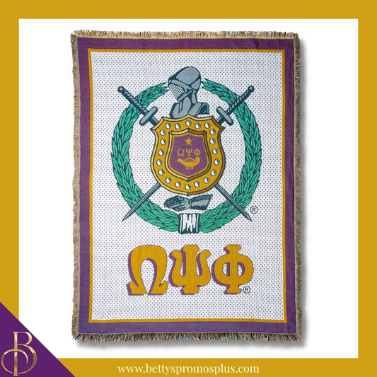 Omega Psi Phi ΩΨΦ Shield Afghan Throw Blanket-Shield-Omega Psi Phi Paraphernalia-Omega Psi Phi Blanket-Betty's Promos Plus