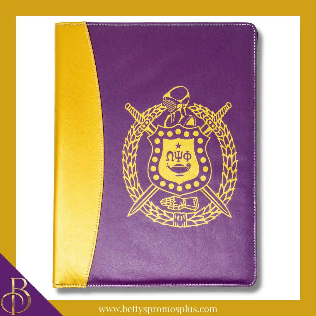 Omega Psi Phi ΩΨΦ Shield Business Padfolio Portfolio with Legal Pad-Purple-Omega Psi Phi Paraphernalia-Omega Psi Phi Portfolio-Betty's Promos Plus