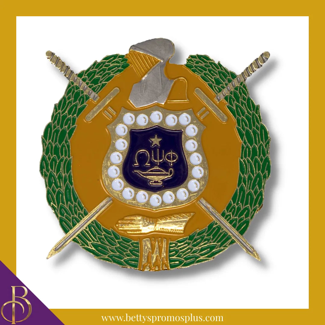 Omega Psi Phi ΩΨΦ Shield Crest Auto Car Decal Sticker Emblem-Gold-Omega Psi Phi Paraphernalia-Omega Psi Phi Auto Decal-Betty's Promos Plus