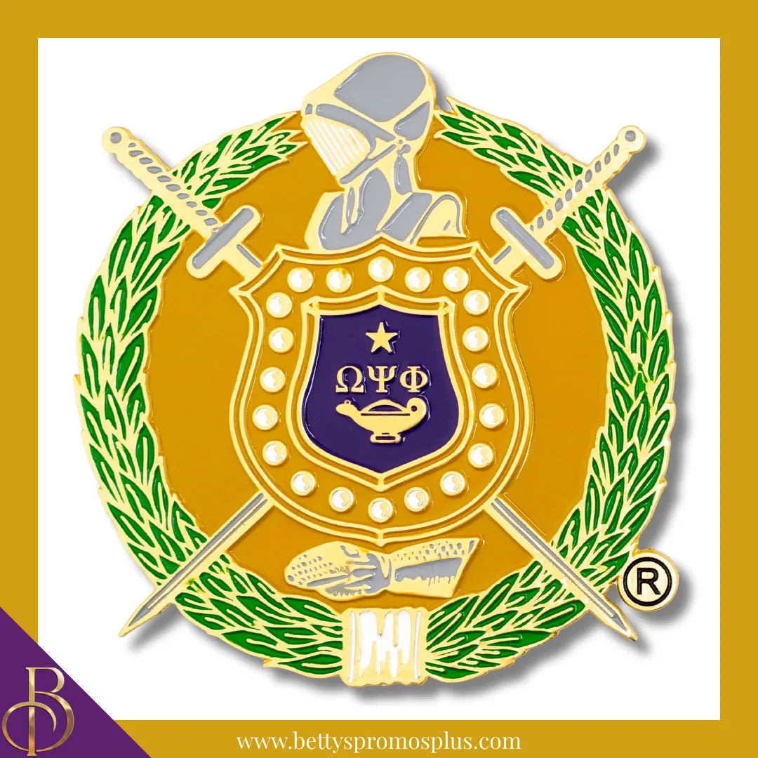 Omega Psi Phi ΩΨΦ Shield Crest Auto Car Decal Sticker Emblem-Gold-Omega Psi Phi Paraphernalia-Omega Psi Phi Auto Decal-Betty's Promos Plus