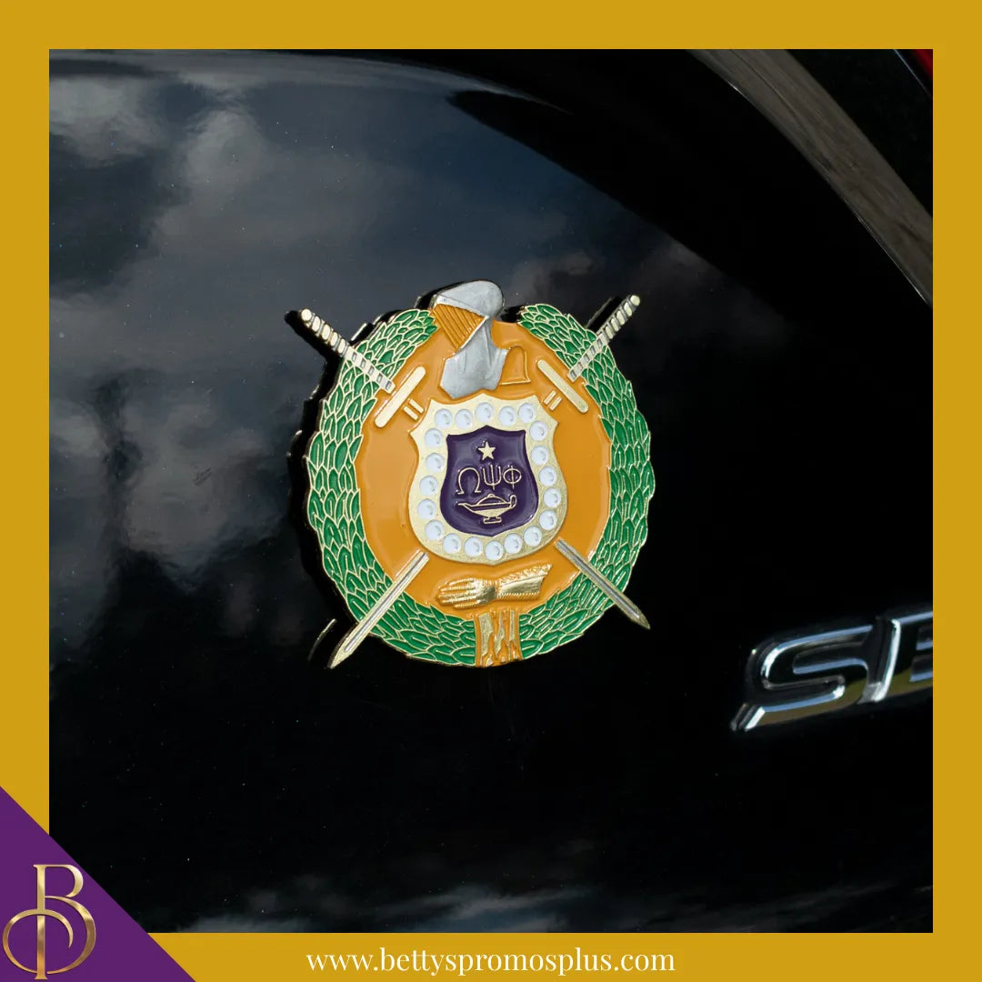 Omega Psi Phi ΩΨΦ Shield Crest Auto Car Decal Sticker Emblem-Omega Psi Phi Paraphernalia-Omega Psi Phi Auto Decal-Betty's Promos Plus