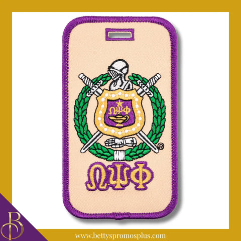 Omega Psi Phi ΩΨΦ Shield Embroidered Luggage Tag-Gold-Omega Psi Phi Paraphernalia-Omega Psi Phi Luggage Tag-Betty's Promos Plus