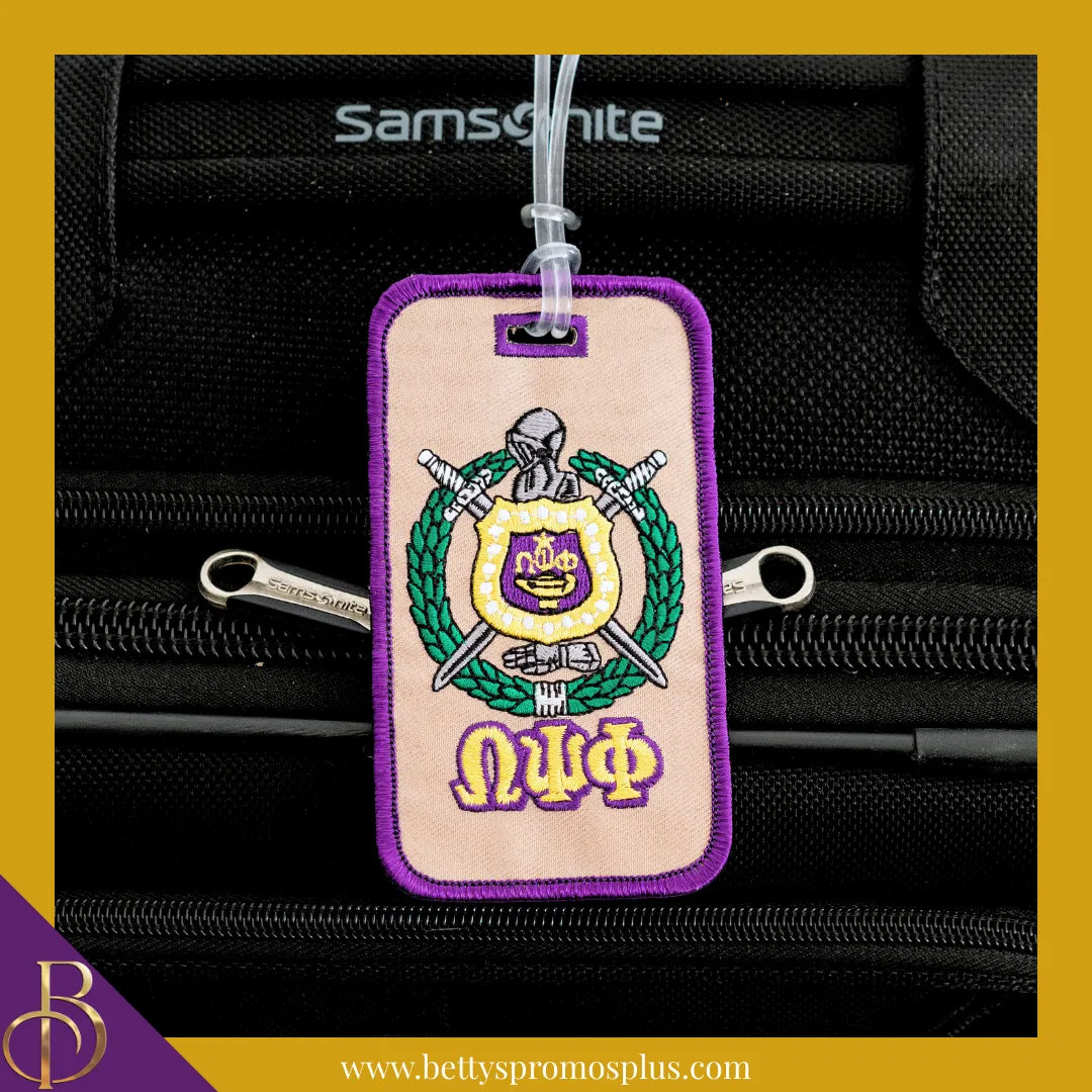 Omega Psi Phi ΩΨΦ Shield Embroidered Luggage Tag-Omega Psi Phi Paraphernalia-Omega Psi Phi Luggage Tag-Betty's Promos Plus