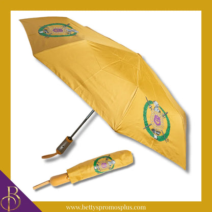 Omega Psi Phi ΩΨΦ Shield Hurricane Umbrella-Gold-Omega Psi Phi Paraphernalia-Omega Psi Phi Umbrellas-Betty's Promos Plus