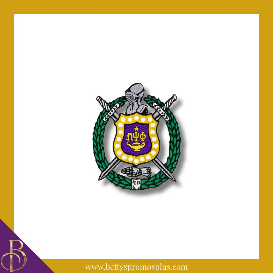 Omega Psi Phi ΩΨΦ Shield Iron-on Embroidered Patch-Omega Psi Phi Paraphernalia-Omega Psi Phi Patch-Betty's Promos Plus