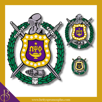 Omega Psi Phi ΩΨΦ Shield Iron-on Embroidered Patch-Omega Psi Phi Paraphernalia-Omega Psi Phi Patch-Betty's Promos Plus