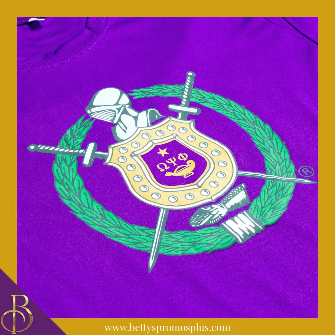 Omega Psi Phi ΩΨΦ Shield Performance Moisture Wicking Screen Printed Workout T-Shirt-Omega Psi Phi Paraphernalia-Omega Psi Phi T-Shirts-Betty's Promos Plus