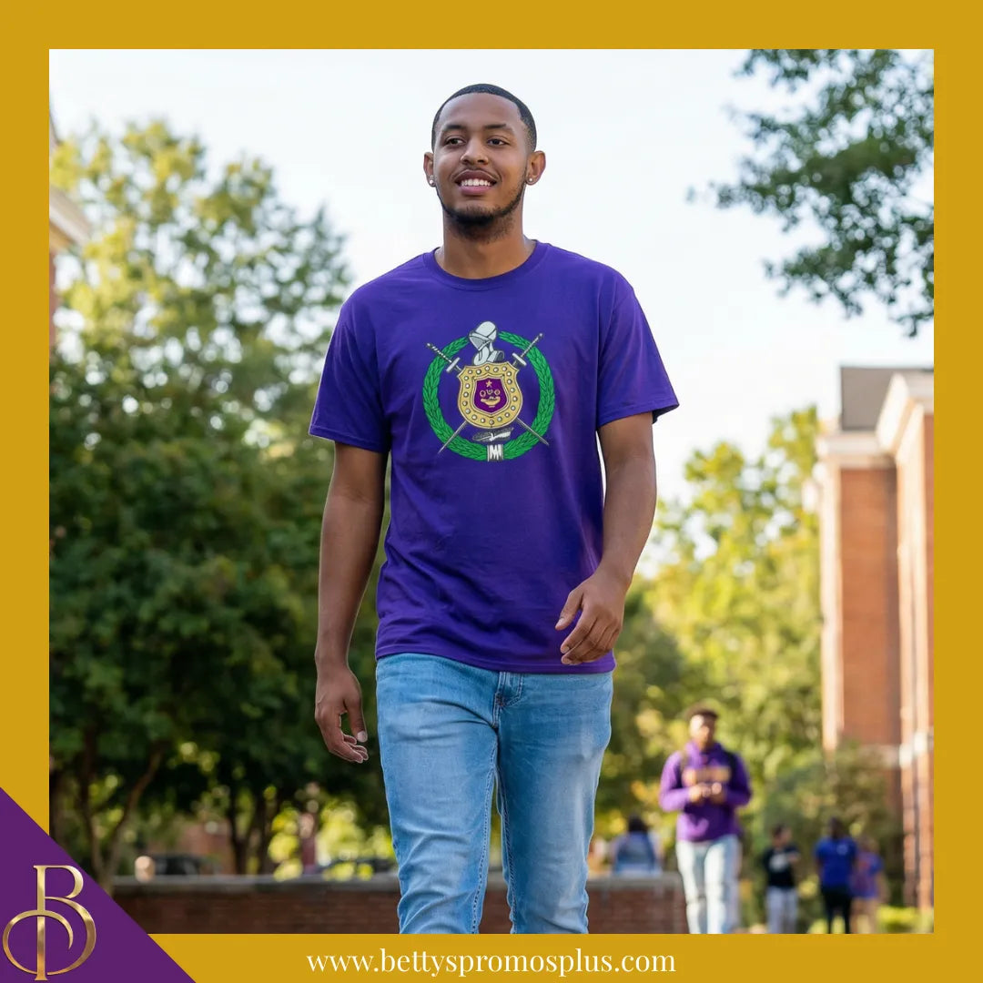 Omega Psi Phi ΩΨΦ Shield Performance Moisture Wicking Screen Printed Workout T-Shirt-Omega Psi Phi Paraphernalia-Omega Psi Phi T-Shirts-Betty's Promos Plus